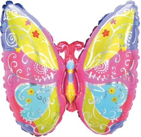 Шар (24''/61 см) Фигура, Экзотическая бабочка, Розовый
