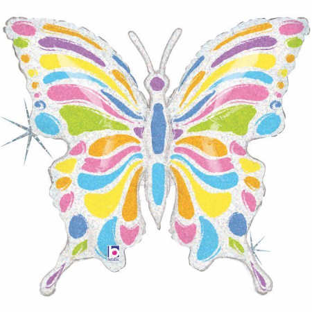 Шар (33''/84 см) Фигура, Сверкающая бабочка, Голография