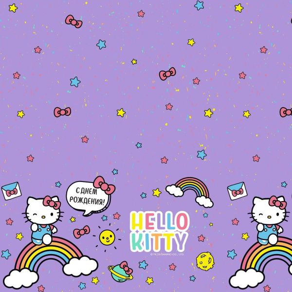 Скатерть одноразовая, Hello Kitty, Сиреневый, 120*180 см