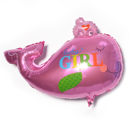 Шар (33''/84 см) Фигура, Маленький кит для девочки, Розовый