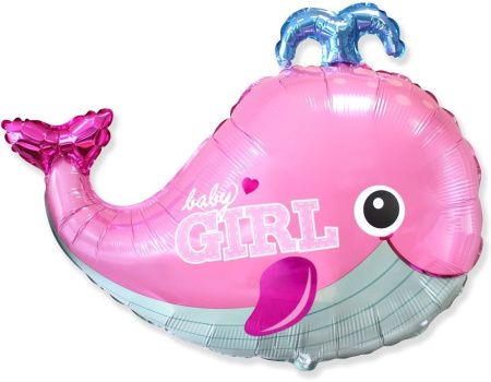 Шар (34''/86 см) Фигура, Маленький кит для девочки, Розовый