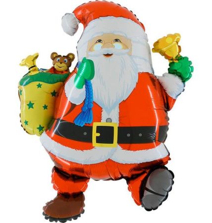 Шар (30''/76 см) Фигура, Забавный Дед Мороз, Красный