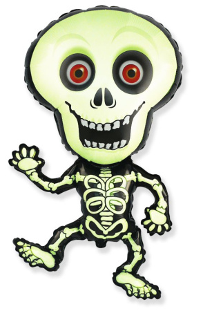 Шар (40''/102 см) Фигура, Танцующий скелет, Зеленый