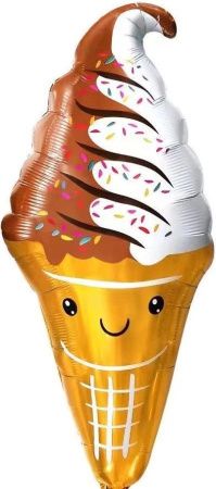 Шар (47''/119 см) Фигура, Мороженое, Вафельный рожок, Шоколадный/Белый