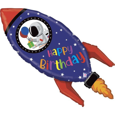 Шар (40''/102 см) Фигура, Космическая ракета, С Днем Рождения