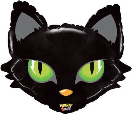 Шар (28''/71 см) Фигура, Голова, Зеленоглазая кошка, Черный