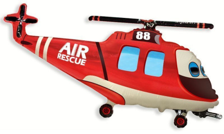 Шар (38''/97 см) Фигура, Вертолет-Спасатель, Красный